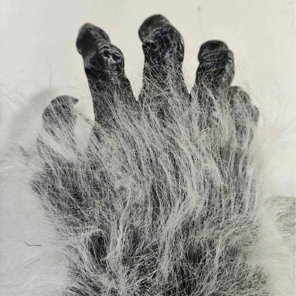 Guantes de lobo para fiesta de Halloween, disfraz de hombre lobo de látex de felpa, uñas, manos para adultos, patas, garra para accesorios, guantes de Pascua para fiesta de Cosplay