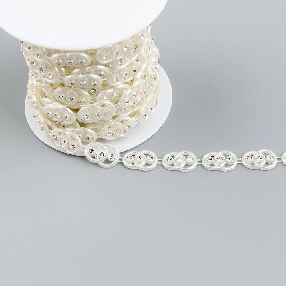 JOTrim-Perles à double ligne en coton pour la décoration, Perles élégantes, 1 Yard, 14mm de largeur, ABS, 216.239.