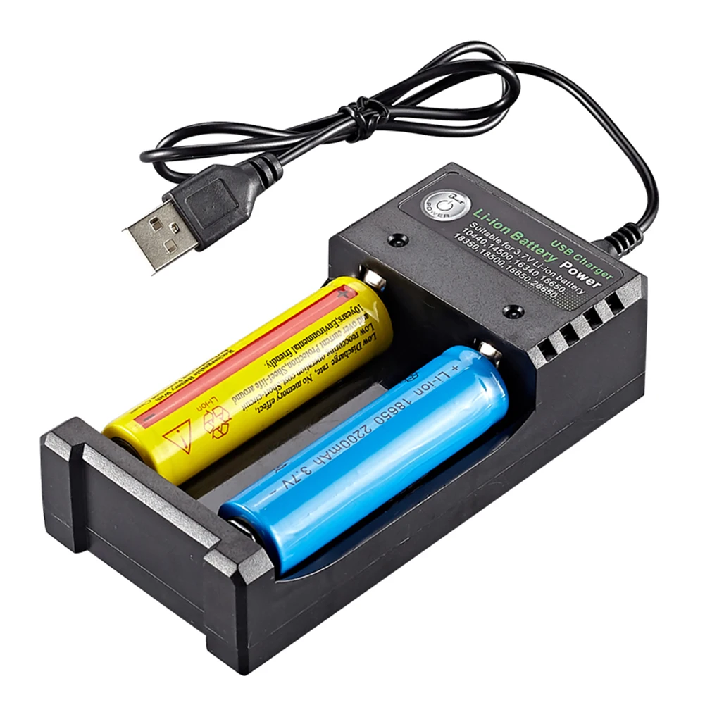 Chargeurs rapides de batterie au Lithium 3.7V 1A/2A, chargeur de batterie au Lithium Li-ion universel à 2 emplacements de remplacement pour 18650 10440 14500 16340