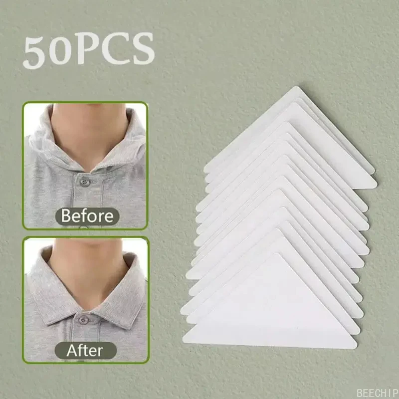 Useful 50PCS Self Adhesive Collar Fixed Pads Styling Tape Does Not Warp Shirt Neck Protector Pads Shirt Collar Support Pads