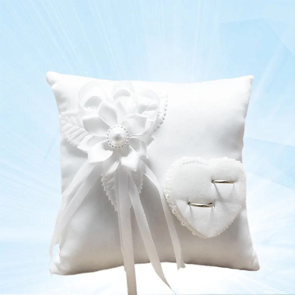 

Ring Pillow Wedding White Stylish for Rings Heart-shaped The Holder Ceremony Cushion