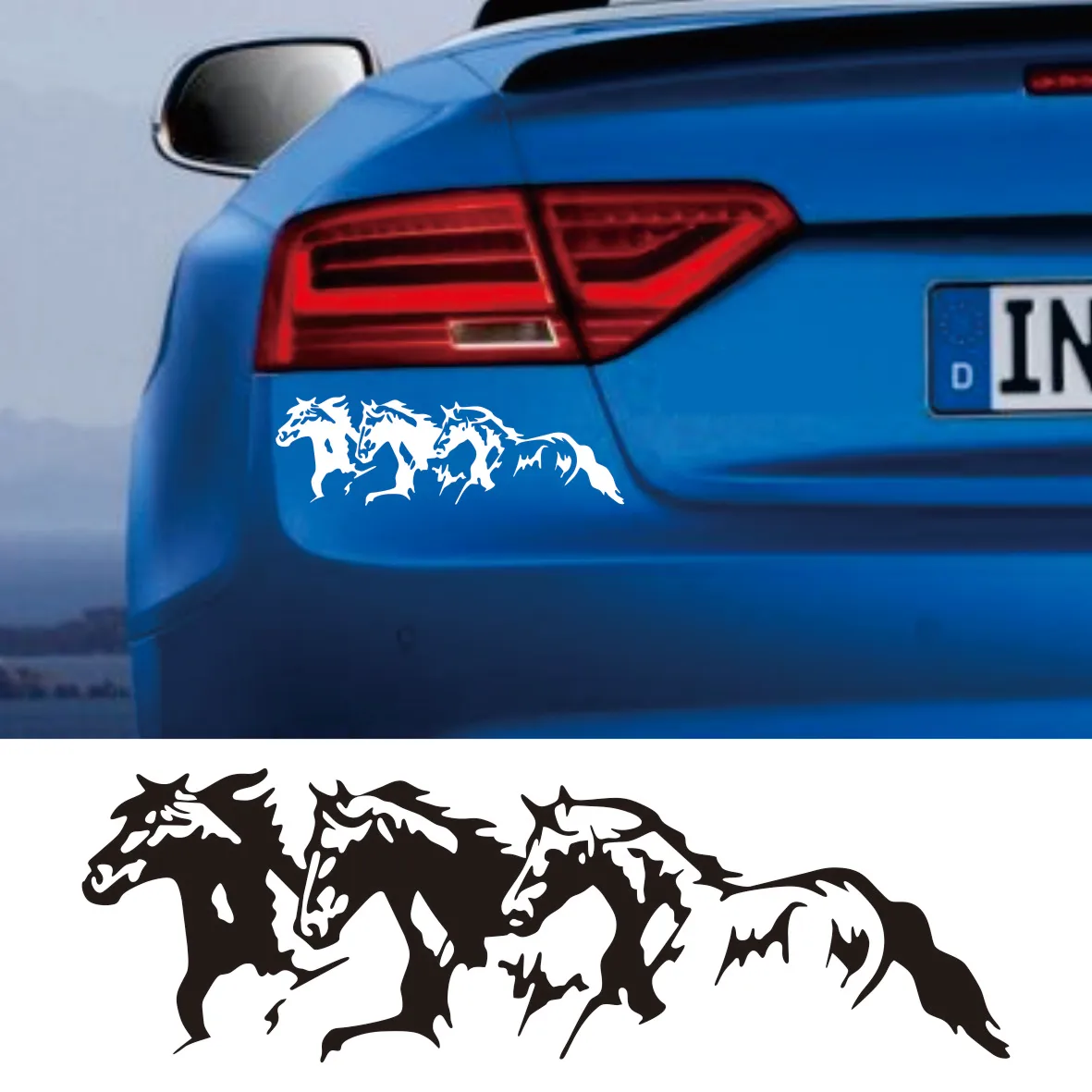 

Running Horses vinyl car sticker waterproof cool waterproof removable decal self-adhesive car auto stickers