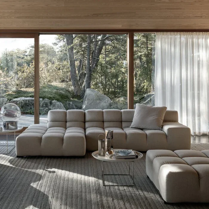 

'Italian Leisure velvet fabric module couch sofa minimalist living room furniture modular sectional sofa set