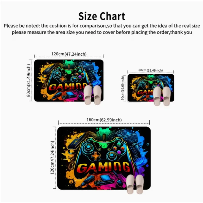Square Meter with Anti-Slip Dot Plastic Base Gaming Room Game Controller Decor Carpet Living Room Carpet, Sofa Mat, Entrance Mat