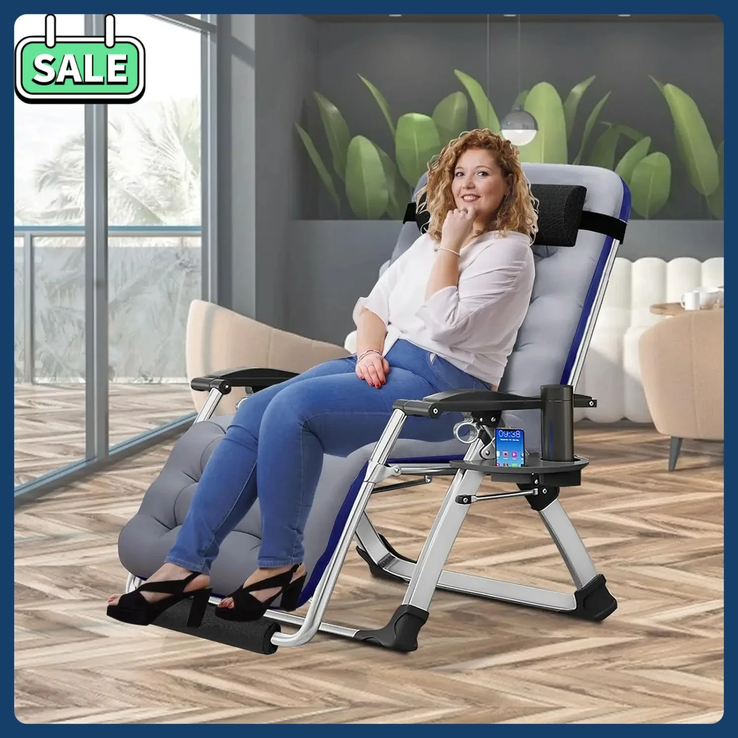 

Наружное мягкое кресло с нулевой гравитацией и боковым столиком, набор кресел с откидной спинкой для сада, патио, расслабляющее кресло с откидной спинкой