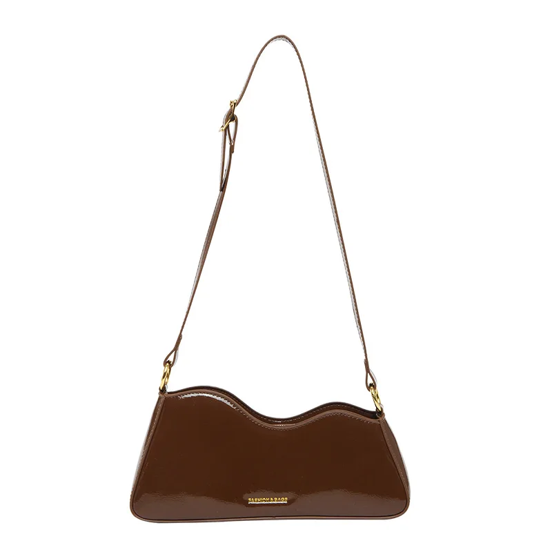 

Women's shoulder bag fashion glossy patent leather armpit crossbody bag French designer women's commuting handbag 2025