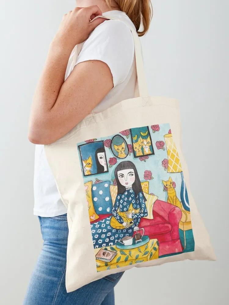 

A Girl and Her Ginger Cats Tote Bag Women bags shopper bag women canvas personalized tote bag handbag