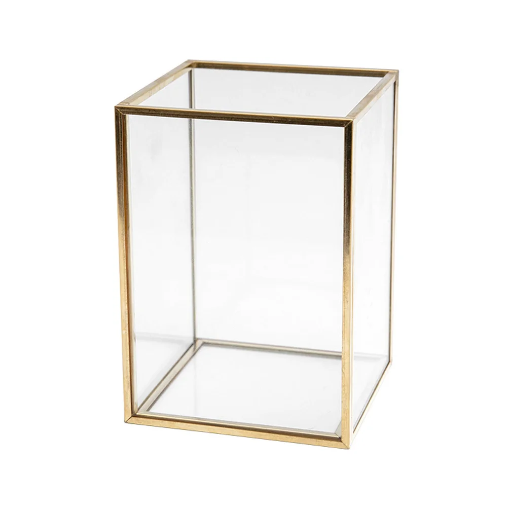 قطعة واحدة من صندوق تخزين فرشاة المكياج، حاوية تنظيم ذهبية، مظهر رائع لدلو فرشاة المكياج في المهجع #2