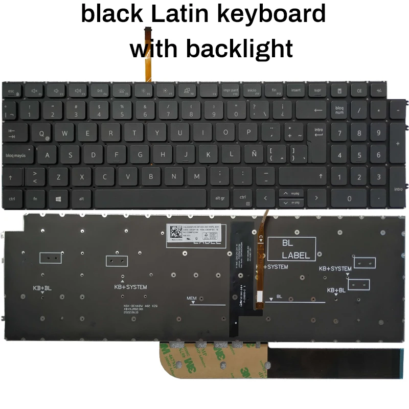 Imagem -06 - Teclado Portátil Dell Latitude 3520 Vostro 5510 5515 7510 Inspiron 15 3510 3511 16 Plus 7610 Russo Eua Reino Unido Latim e Espanhol Novo