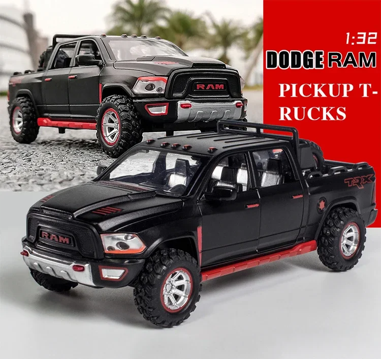 Diecast 1:32 Alloy Model Car Dodge RAM Pickup Truck Miniature Metal Vehicle for Children Christmas Toy Collector Boy's New Gifts