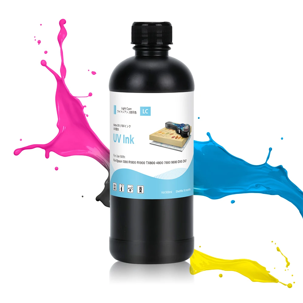 Winnerjet 500ML UV-Tinte für DX5 DX6 DX7 TX800 XP600 Druckköpfe für Epson 1390 L800 L1800 R1800 Drucker, Tinte für alle UV-Drucker 6