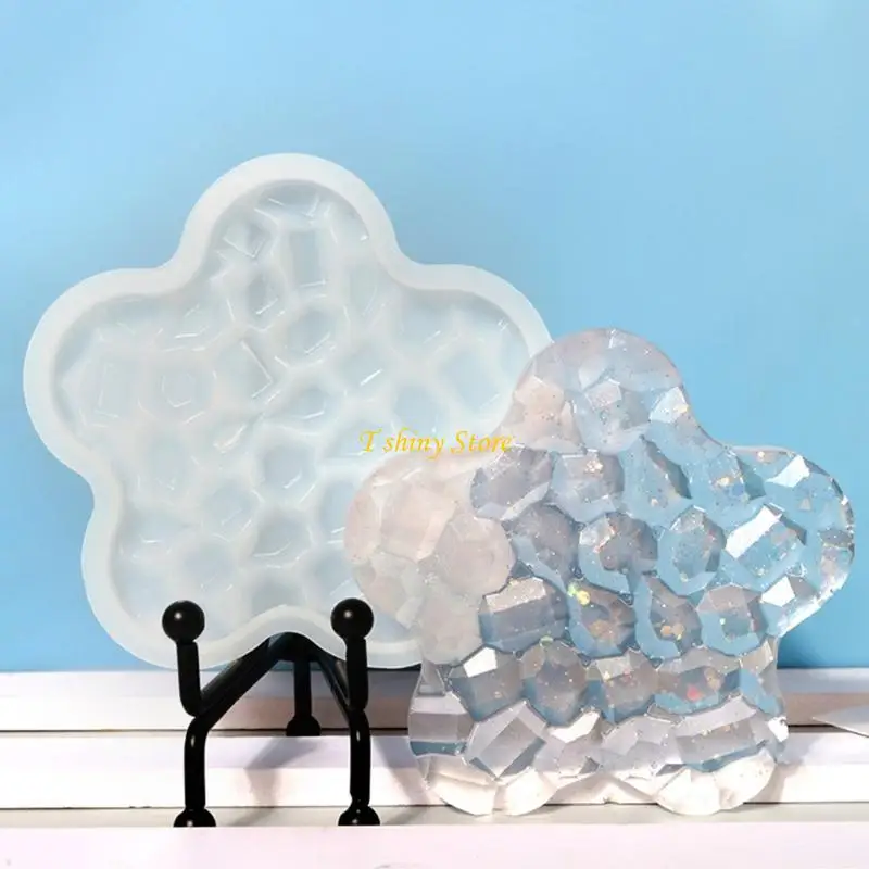 N58F 1/6X Silicone Moulds For Coaster Making Diamonds Pattern Resin Cup Mat Mould