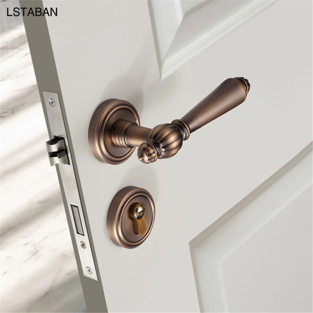 Imagem -05 - Fechadura de Maçaneta de Liga de Zinco Preto Fechadura de Porta de Segurança Silenciosa para Quarto Dividir Fechadura Mecânica de Ouro Fechaduras de Hardware para Móveis