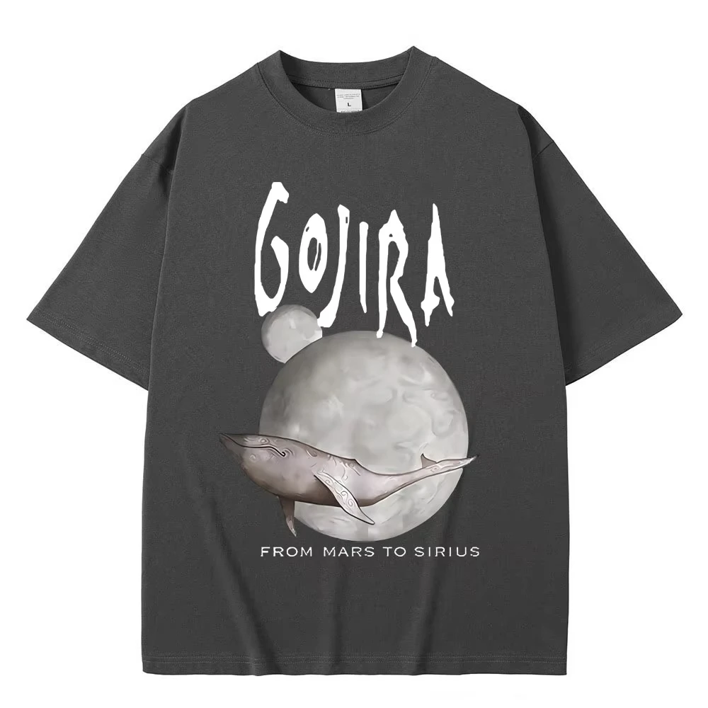 メンズ・レディース ヴィンテージ ゴシック ロック Tシャツ フランス メタルバンド ゴジラ から火星へ シリウスへ 飛ぶクジラ 音楽アルバム グラフィック Tシャツ
