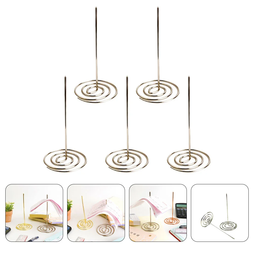 5-teiliger Edelstahl-Quittungshalter mit schwerer Basis für Schreibtisch, Ticket, Stabber, Rechnung, Ganizer, Mehrzweck-Checkhalter, Restaurant, Büro