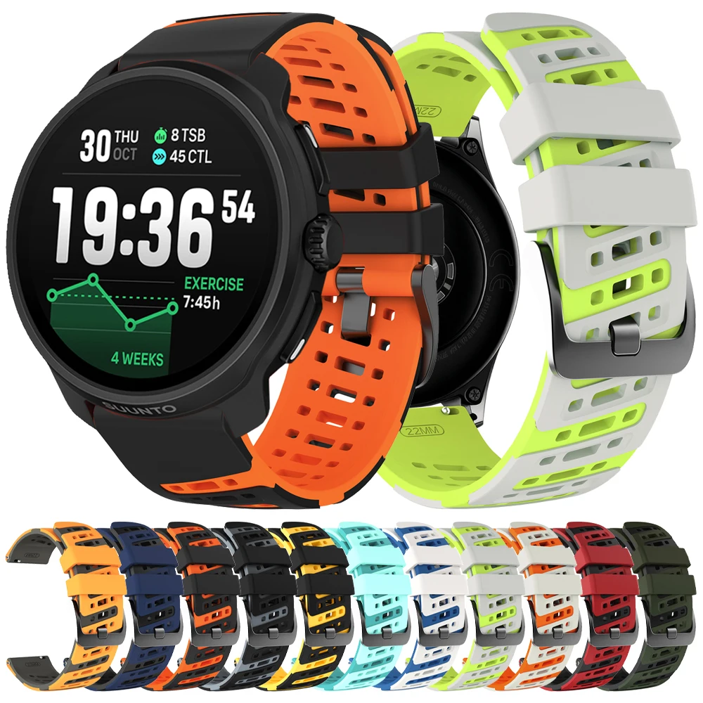 22 mm zweifarbiges Silikon-Uhrenarmband für Suunto Race 2/Ocean/Vertical Sport-Armband für Suunto RACE Run/S 5 9 Peak Pro-Bänder