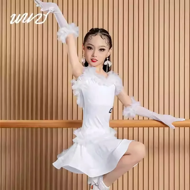 زي الرقص اللاتيني للفتيات، بدلة ممارسة راقية للأطفال، زي أداء للأطفال، ملابس الرقص، جديد، 2020