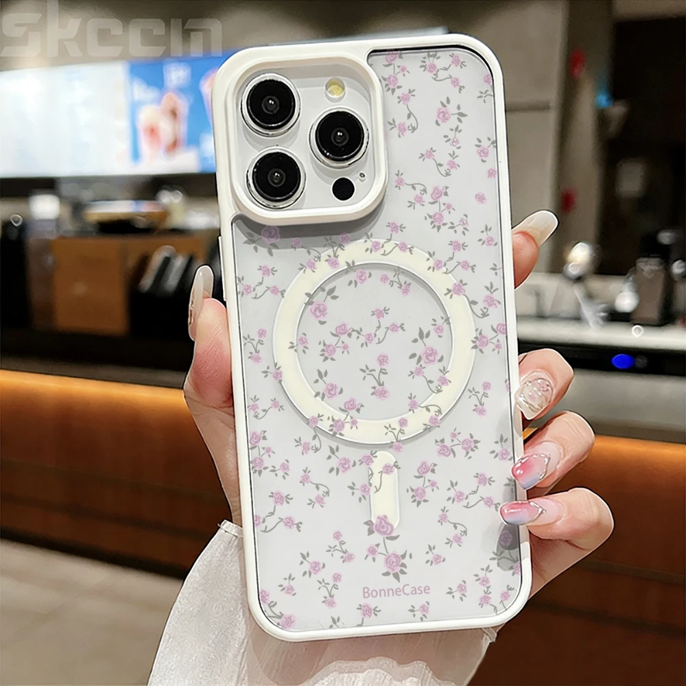 Floral Aesthetics Transparente Hülle für Magsafe iPhone 16 Pro Max 17 15 14 11 13 12 ProMax Plus Hüllen Drop Wireless Charging TPU Fundas – Detail 2