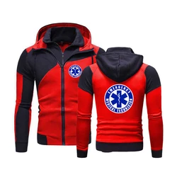 EMT Paramedic Emergency Medical 2023 Mens Simple Stylish Solid Color Zipper all-match Hooded Pullover Sweater Coat Top Clothes