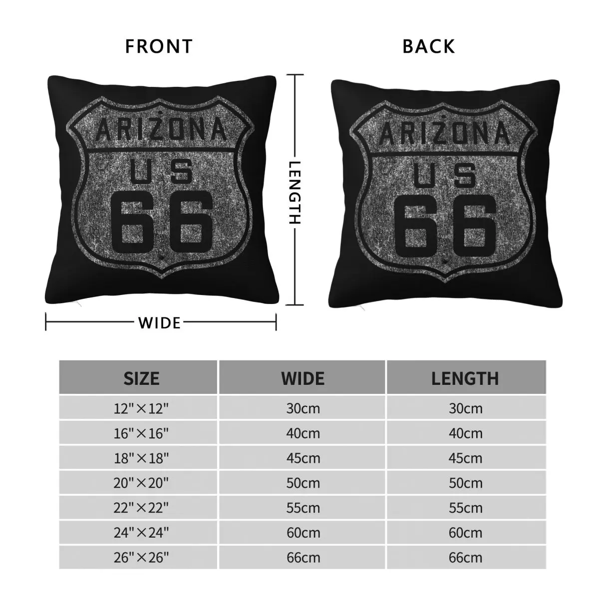 Route 66 Sign Vintage Square Pillowcase Polyester Linen Velvet Creative Zip Decorative Bed Cushion Case