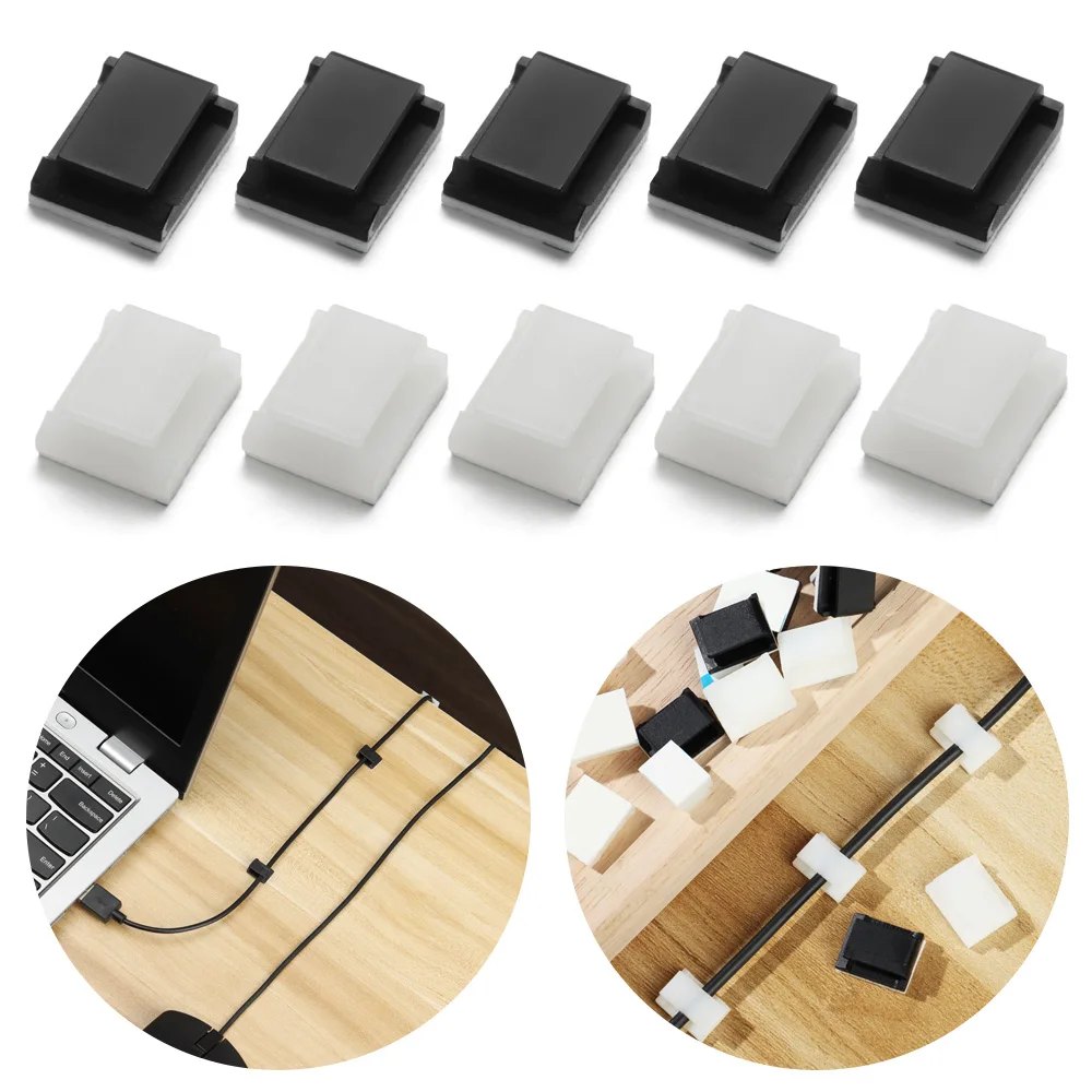 10Pcs Self-adhesive Cable Clamp Table Desk Storage Wire Tie Practical Fixing Clip Wire Holder Organizer Durable Cable Clips