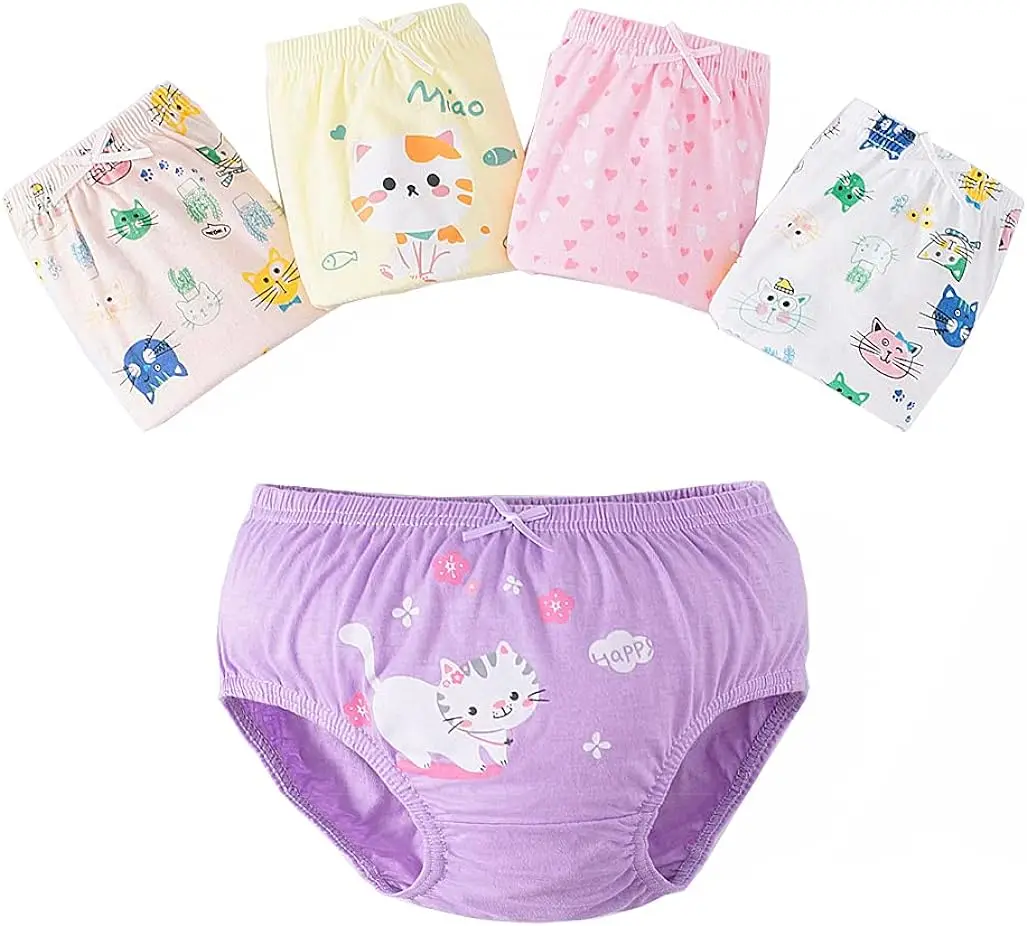 5 pz/scatola biancheria intima per bambini ragazza morbido cotone slip per ragazze pantaloni Cartoon Lovely Cat mutande per bambini mutandine