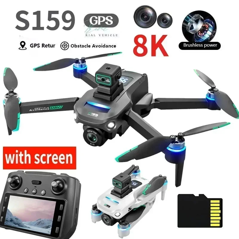 S159 GPS Rc Drone 5G Professional 8K HD Aerial Photography Dual-Camera Omnidirectional Obstacle Avoidance Drone with Screen