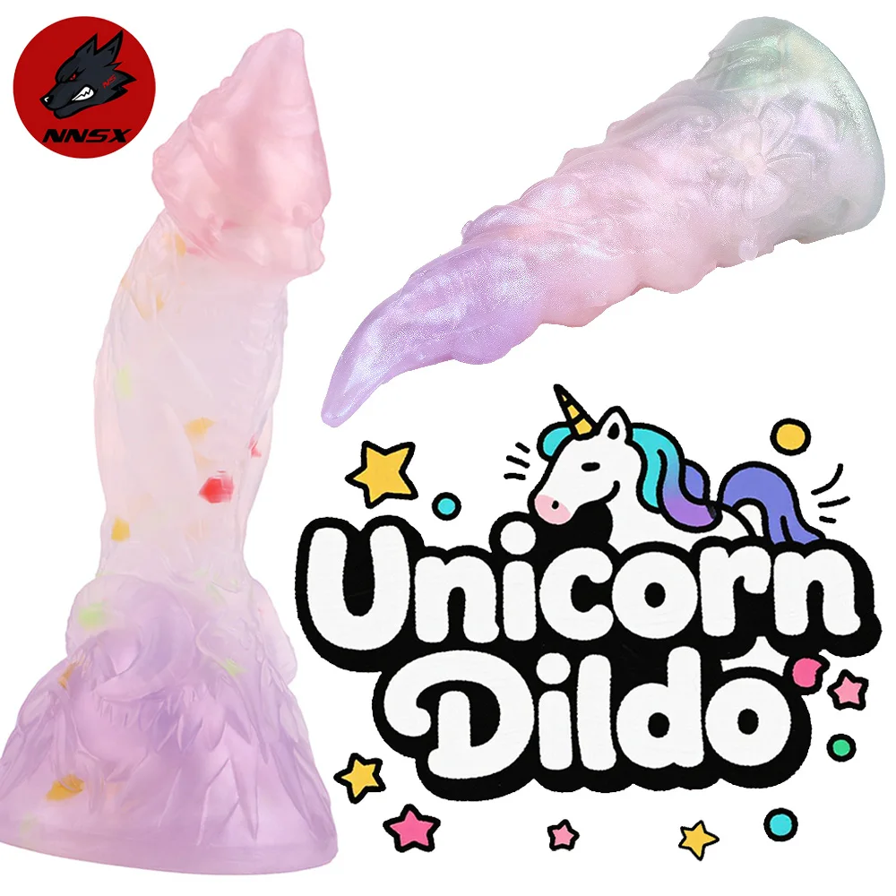 NNSX Multicolored Unicorn Dildo Liquid Silicone Anal Plug Soft Dick Anal Pleasure Sexy Gadgets 18 Sex Toy for Woman Masturbation
