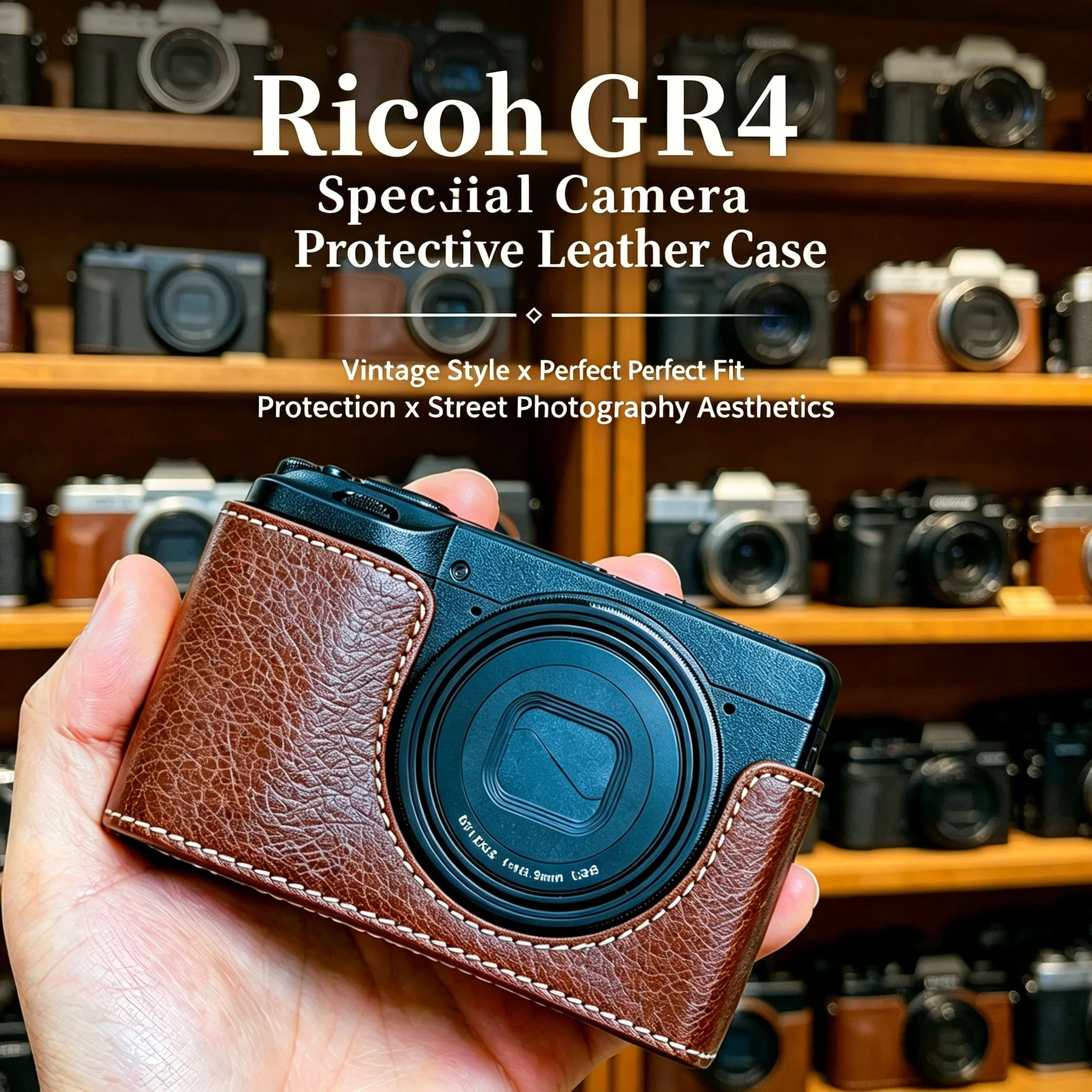 Camera Half Case for Ricoh  GR4  PU Leather Protective Cover for GR4X Camera Bag Base Skin Body Case Camera Accessories