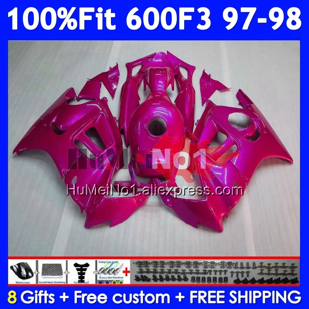 OEM Body +Tank For HONDA CBR 600F3 Glossy pink 600 F3 CBR600FS 39No.276 CBR600 F3 FS CBR600F3 97 98 1997 1998 Injection Fairing