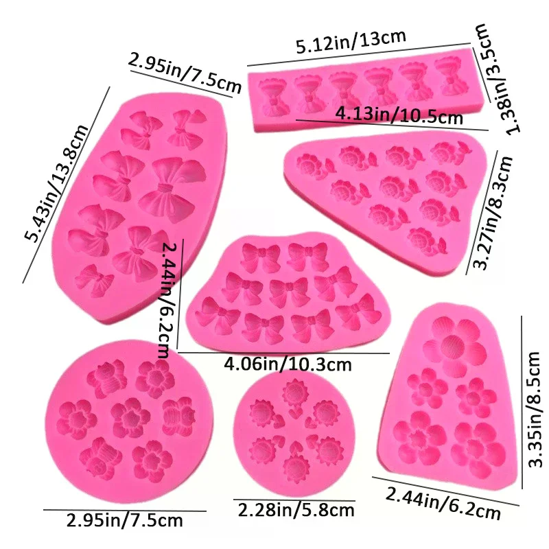 Cute Cartoon Flowers Bow Bee Fondant Silicone Molds Chocolate Candy Baking Mold DIY Cupcake Fondant Cake Decorating