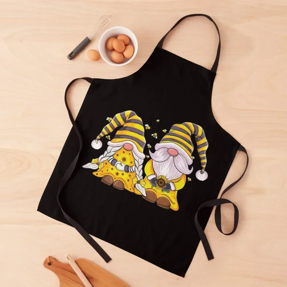 

Sunflower Gnomes couple For Spring & Summer Bee Gardeners Apron men Waterproof women kitchen clothes for men Apron