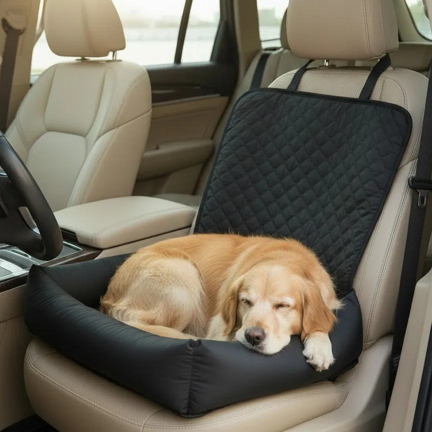 Car Pet Bed for Travel, Waterproof Car Dog Crate, Passenger Seat Pet Nest, Comfortable and Durable, Ideal for Dogs