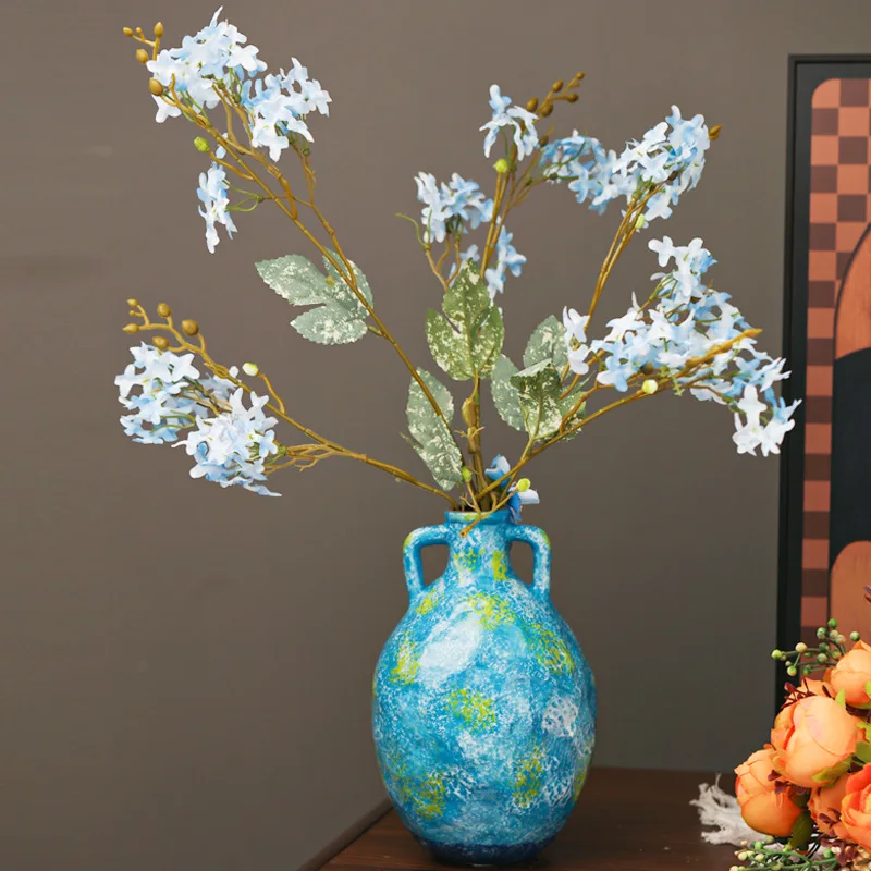 New Chinese Hotel Ceramic Vase Flower Decoration Ornament Retro Pottery Pot Decoration تحف كبيره للمنزل Macetas Para Plantas