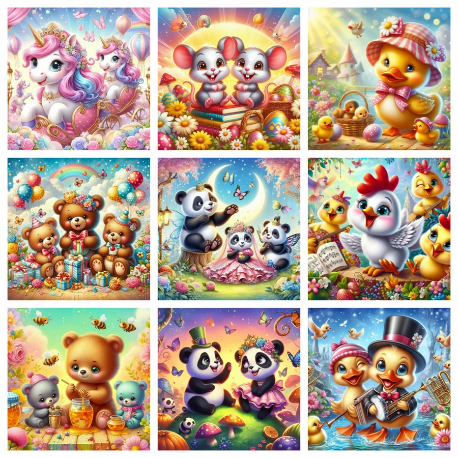 

Мультяшный Мишка Тедди желтая утка 5D Строительная картина Милая кролик панда мышь Сделай Сам мозаика вышивка крестиком плакат