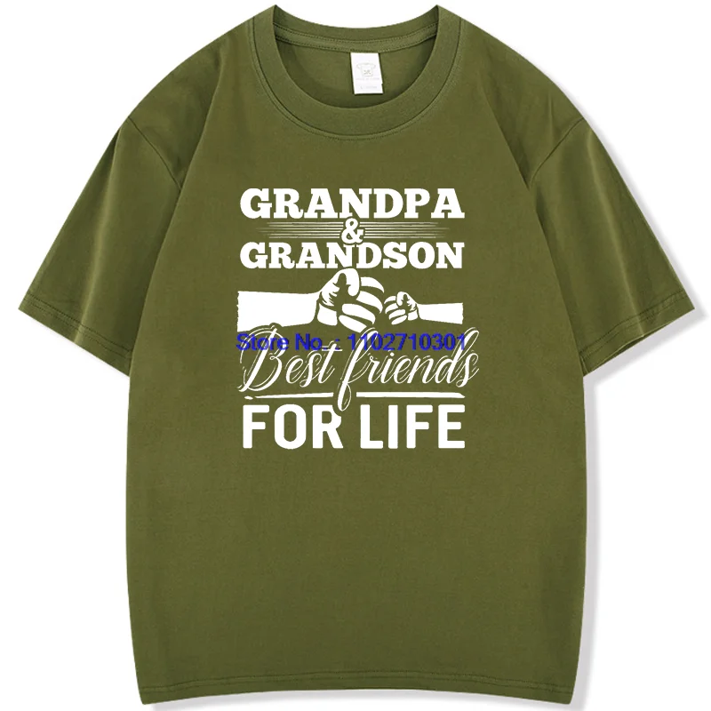 الجد والحفيد أفضل أصدقاء مدى الحياة القطن قصير الأكمام تي شيرت مضحك هدية عيد الأب للجنسين س الرقبة طباعة تي شيرت