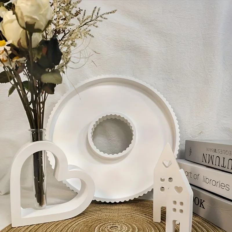 Resin Silicone Mold Simple Hollow Striped Vase Tray Mold, Multipurpose Silicone for Craft DIY view 6