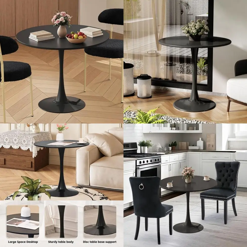 

Black Round Tulip Dining Table for 2, Suitable for Kitchen and Living Room