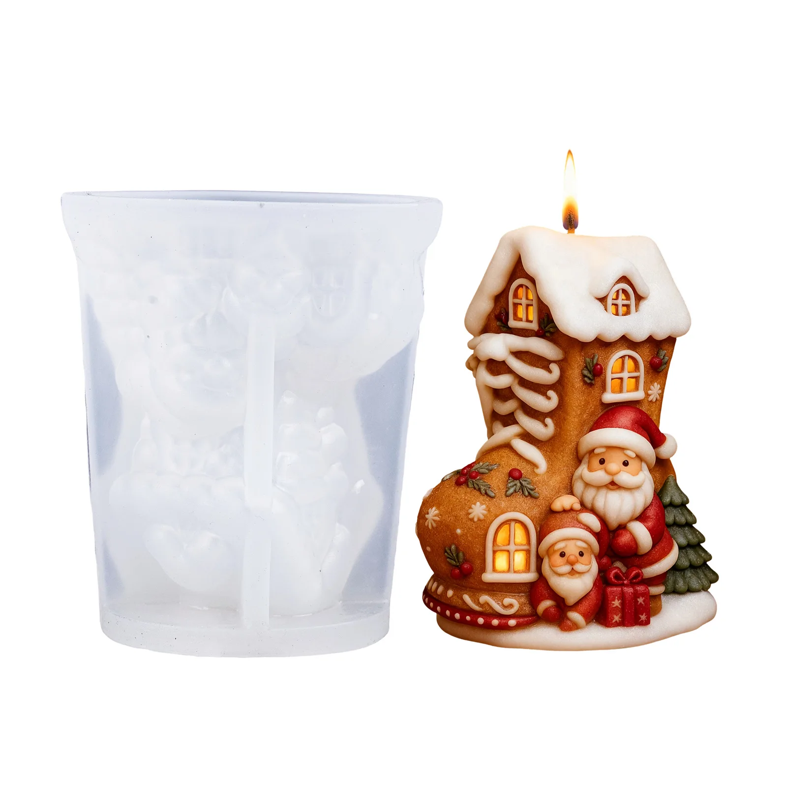 

Snow House Santa Claus Candle Silicone Molds DIY Reusable Candle Making Supplies Candle Resin Mold Home Christmas Decoration