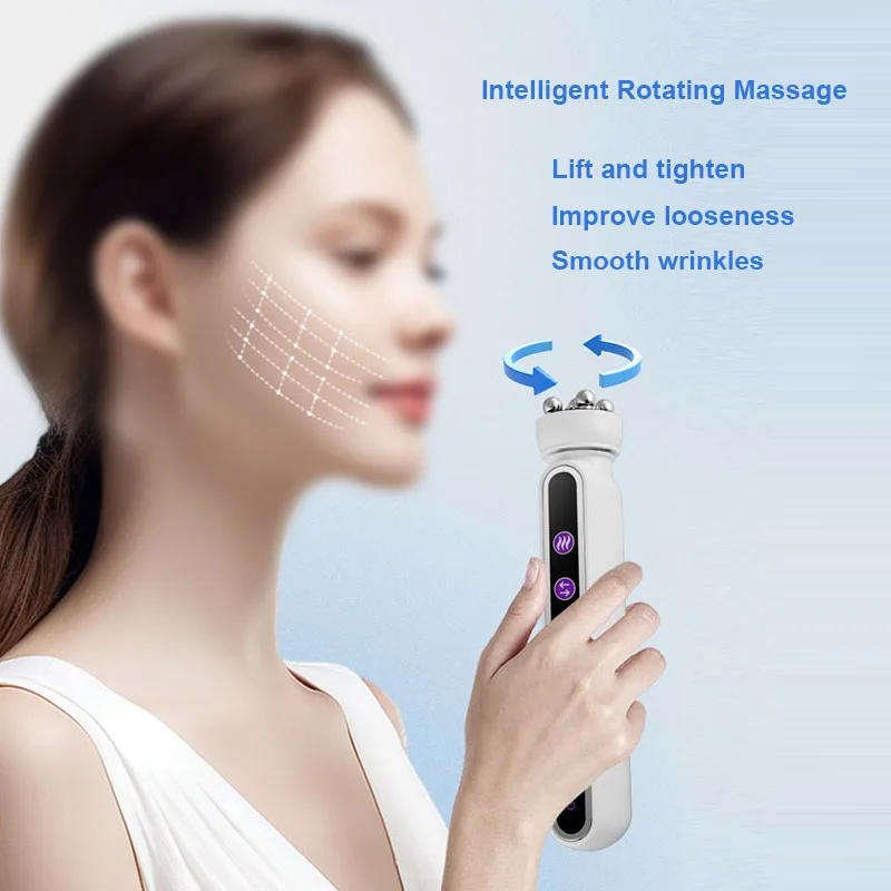 Riscaldamento RF 3in1 EMS viso 360 °   Massaggiatore a rulli Massaggiatore a rulli per lifting facciale Ringiovanimento della pelle Stringere lo strumento di bellezza