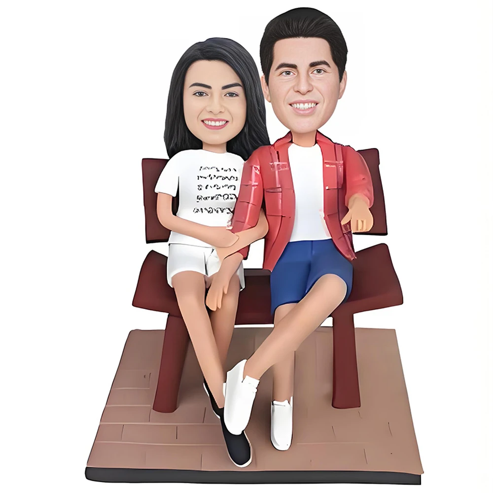 Custom Bobblehead Figures Chair Personal Statue for Couple&Friends from Photo,Personalized Couple Bobble Head Figurines Doll