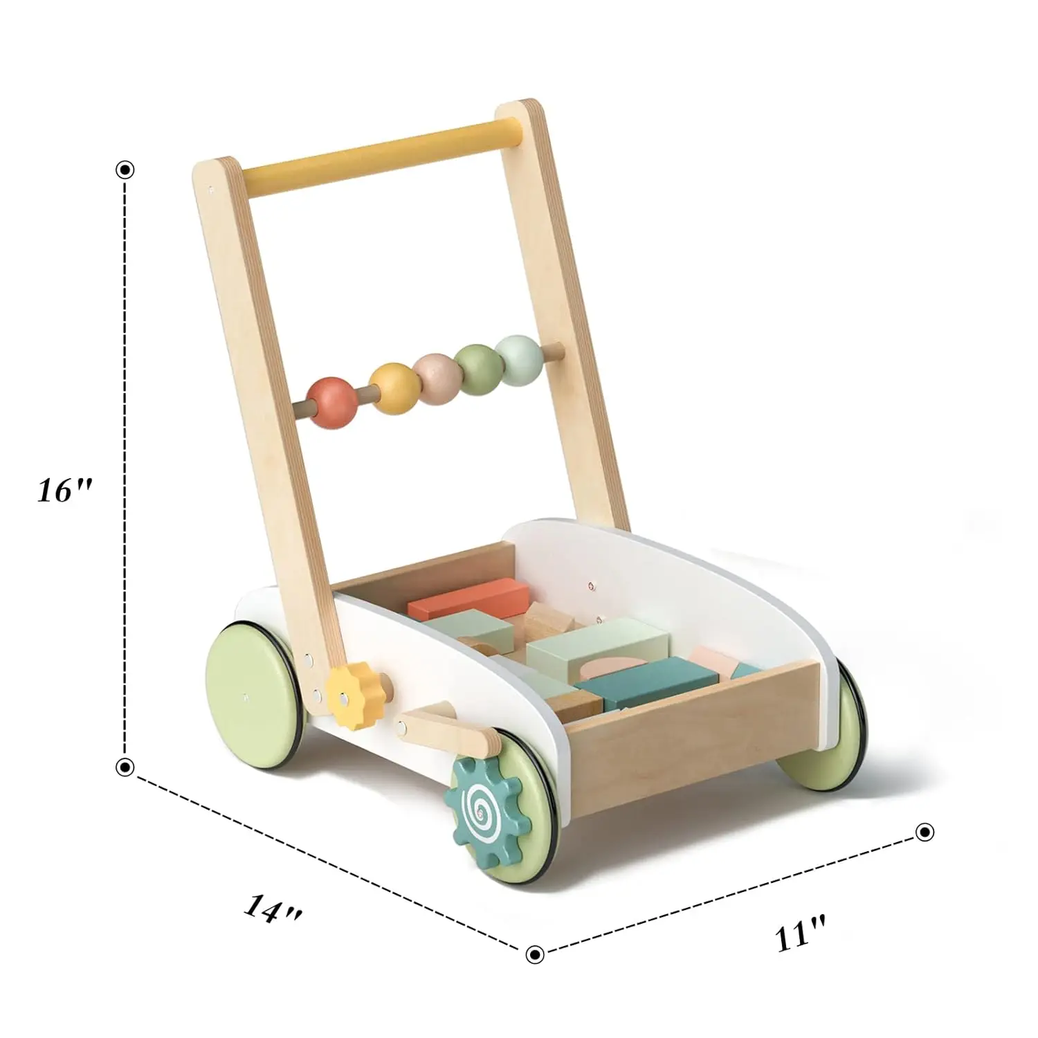 Robottime Robud Baby Push Rollator Speelgoed Met Blokken Baby Learning Rollator Peuter Push Speelgoed Voor 1 2 3 Jaar Oud