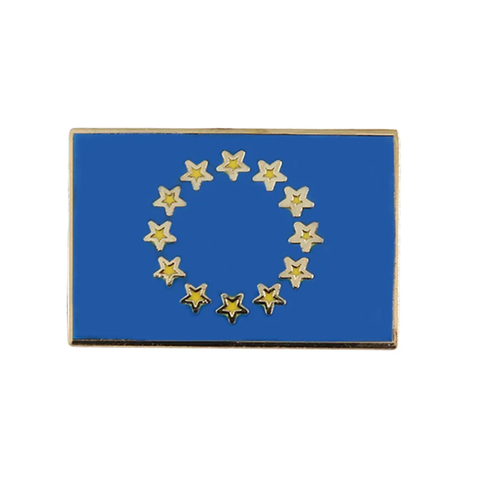 Брошь с флагом европейского Союза и ЕС, квадратная булавка, металлический значок, аксессуар для рюкзака с лацканами, синий флаг, золотые звезды, металлический значок