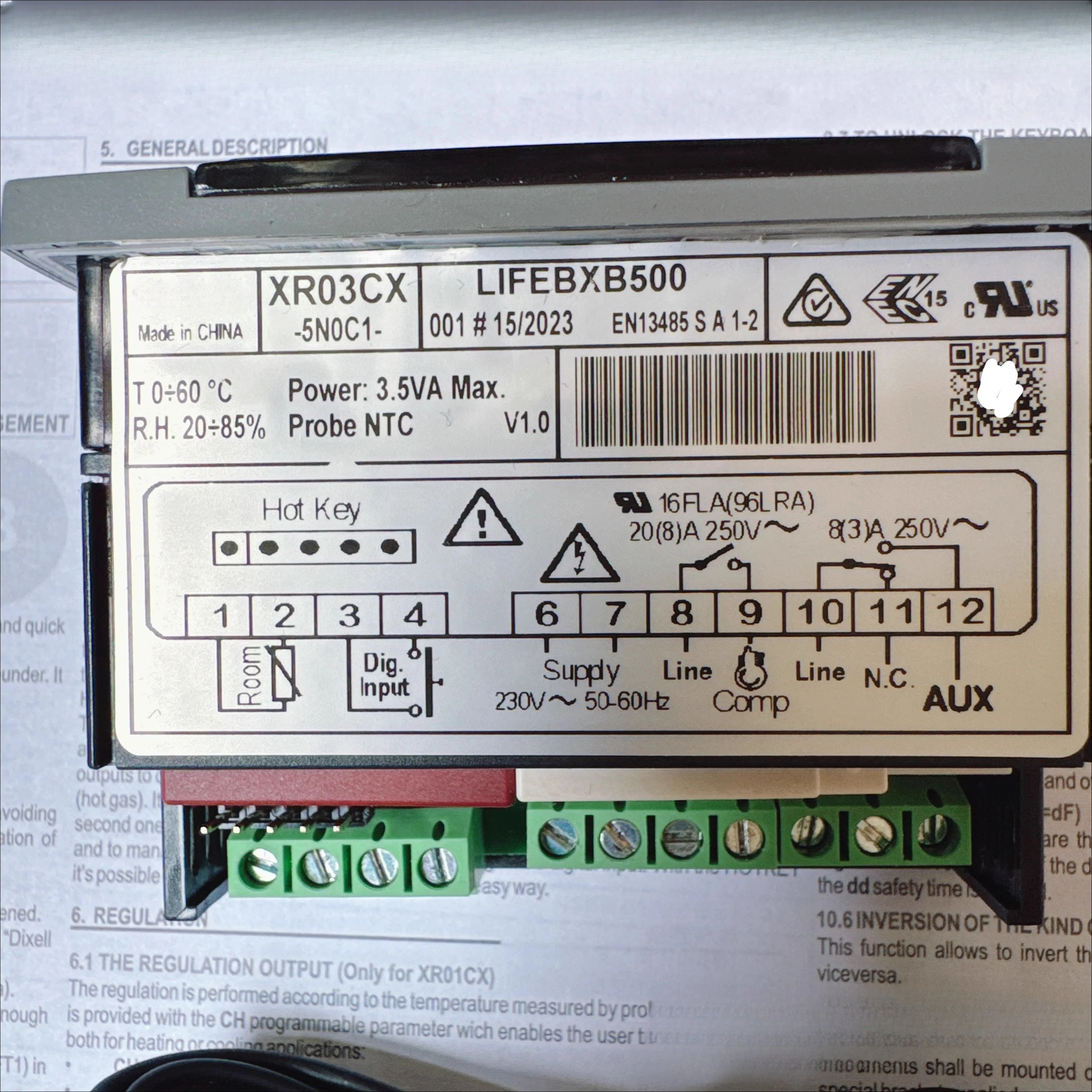 Pixie Thermostat XR03CX-5N0C1: XR03CX-5NOC1: XR03CX-SNOC1XR03CX Temperature Control