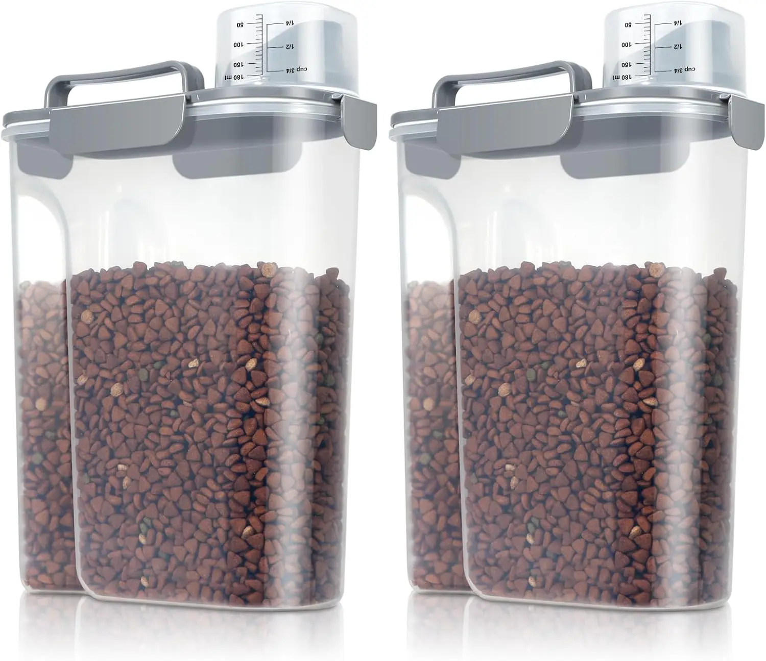 

2 Pack Pet Food Storage Containers 10-14 Lbs, Portable Travel Dispenser with Easy-Pour Spout & Cup, Airtight Seed Bin