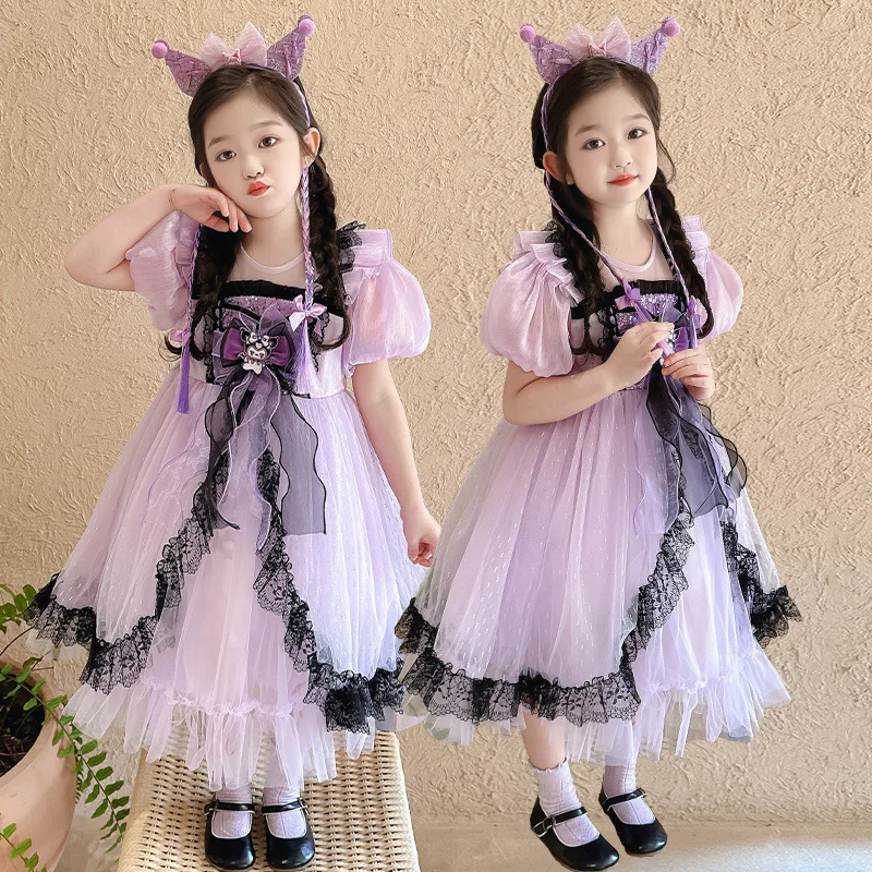 

New Kuromi Lolita Princess Dress For Girls, Summer Elegant Puffy Lolita Skirt Children'S Birthday Party Costume Suit Gifts