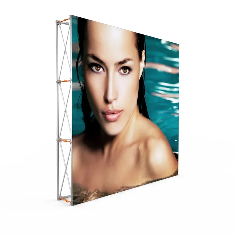 Custom advertising pop-up display stands with fabric surfaces for events and promotions