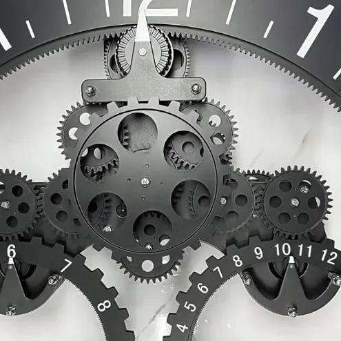 3D Modern Large Wall Art Rotary Gear Clock Mechanical Calendar Wheel Black Living Room Bedroom Wall Retro Decoration
