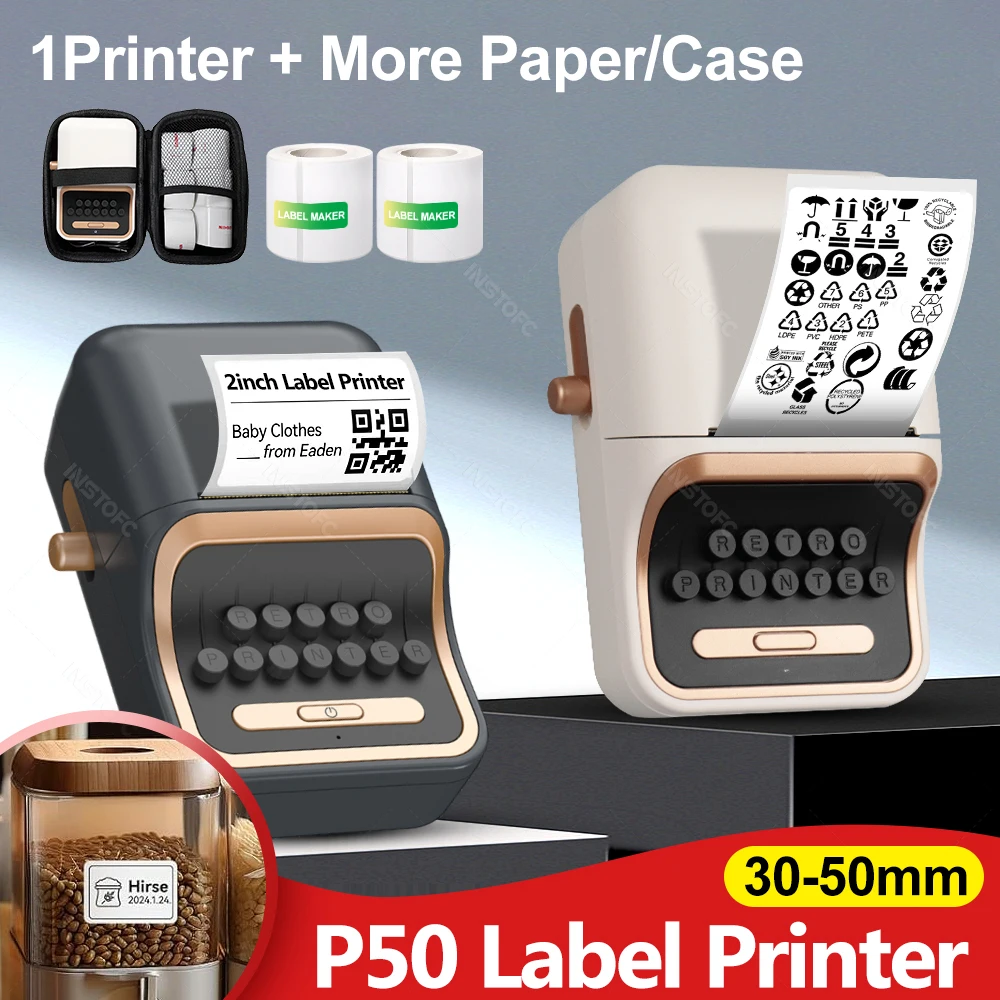 

White Black Label Sticker Printer with Adhesive Paper Roll Bluetooth Wireless Connect Tag Price Notes Print for Home and Office