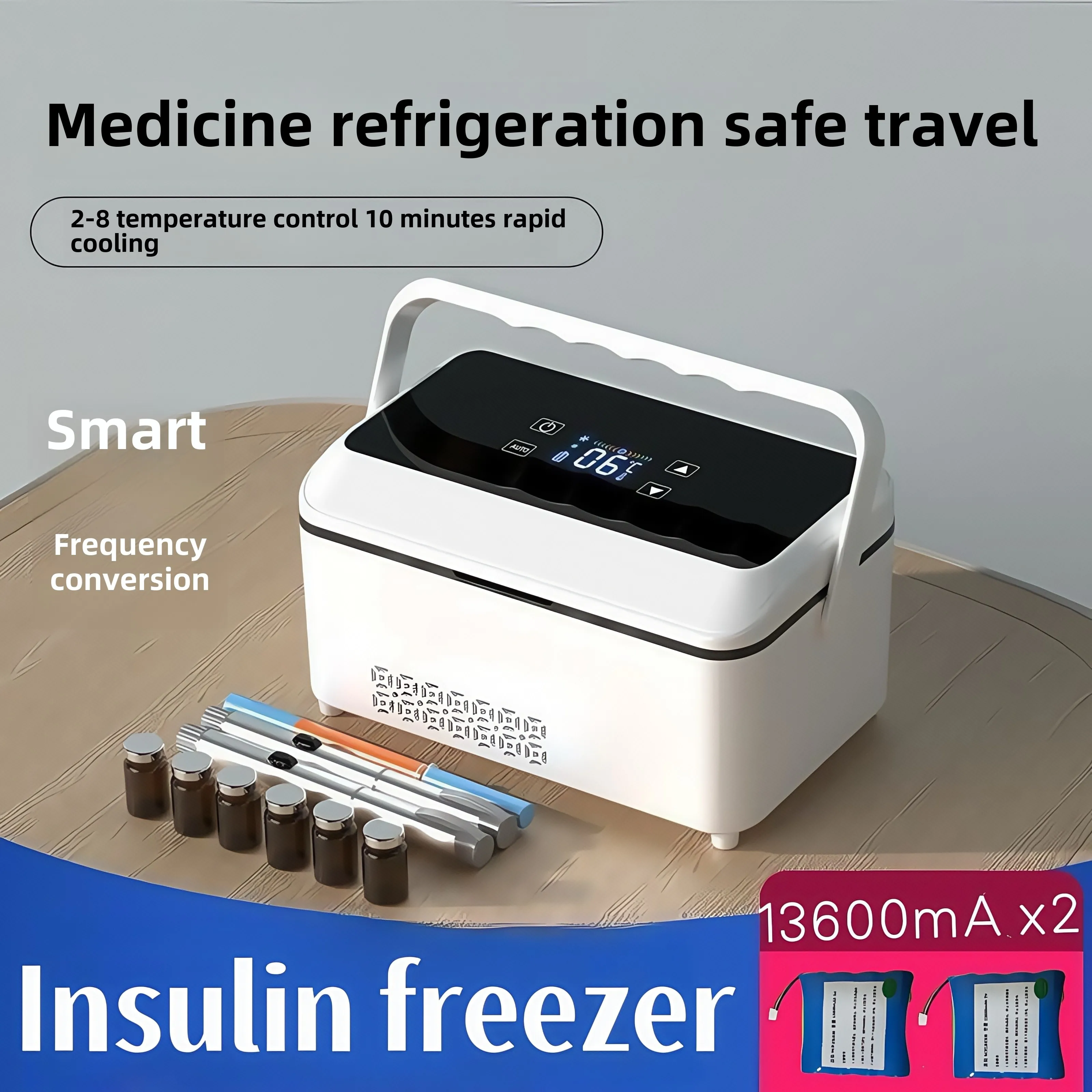 

Large capacity insulin refrigeration box, LED display precise temperature control drug refrigeration box, portable insulin refri